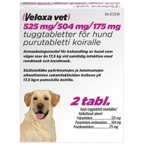 Veloxa vet purutabletti 525 mg / 504 mg / 175 mg 2 fol