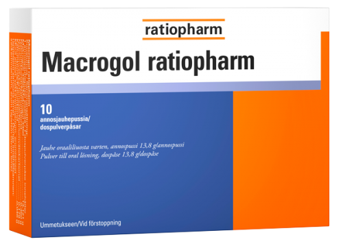 Macrogol Ratiopharm (10, 20 tai 50 annospussia)