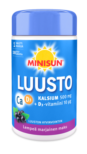 Minisun Kalsium + D-vitamiini 10µg 100 purutabl.