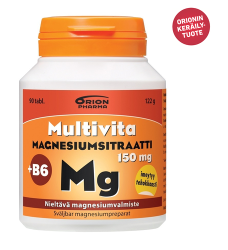 Multivita Magnesiumsitraatti 150mg + B6 90 tabl. *