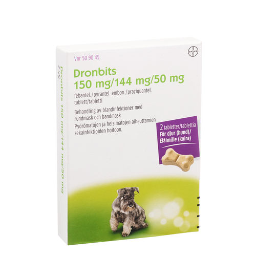 DRONBITS 150 mg/144 mg/50 mg matolääke koirille 2 tablettia