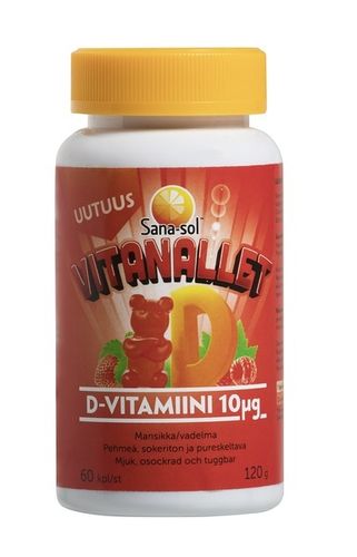 Sana-sol Vitanallet D-vitamiini 10 mikrog. 60 kpl.
