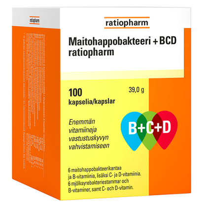 Maitohappobakteeri + BCD ratiopharm 100 kaps