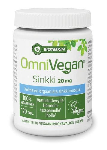 OmniVegan Sinkki 20 mg, 120 tabl.