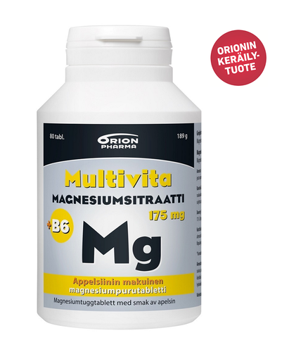 Multivita Magnesiumsitraatti +B6 175 mg appelsiini 80 purutabl. *