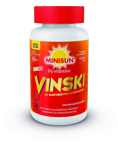 Minisun Vinski 10 mcg D-vitamiini Junior 60 kpl