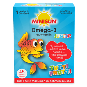 Minisun Omega-3 Junior Tutti Frutti +D3 45 geelipalaa
