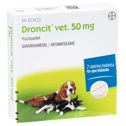 DRONCIT vet 50 mg matolääke kissoille ja koirille 2 tablettia