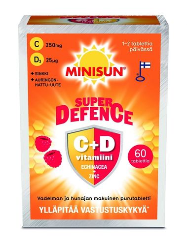 Minisun Super Defence Vadelma-hunaja 60 tabl.