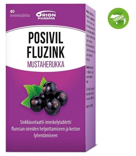 Posivil FluZink Mustaherukka 40 tabl. *