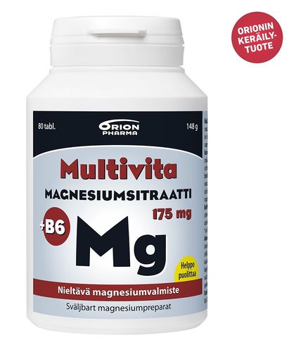 Multivita Magnesiumsitraatti+B6 175 mg nieltävä 80 tabl.*