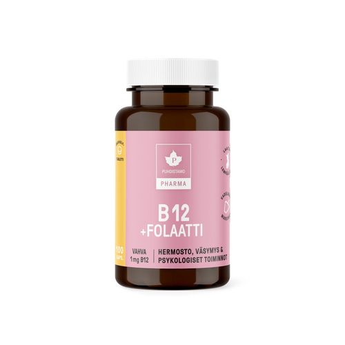 Puhdistamo Pharma B12-vitamiini + folaatti 100 tabl.