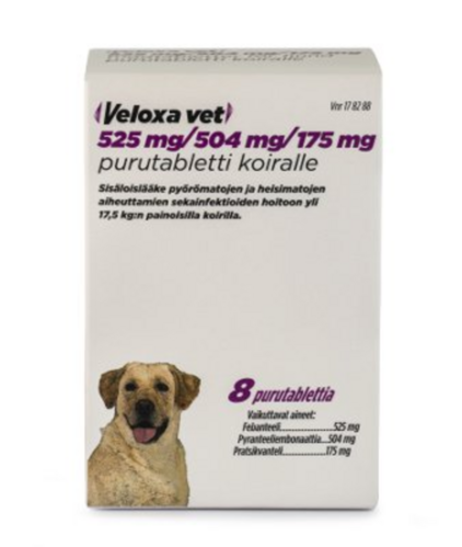 Veloxa vet purutabletti 525 mg / 504 mg / 175 mg 8 fol